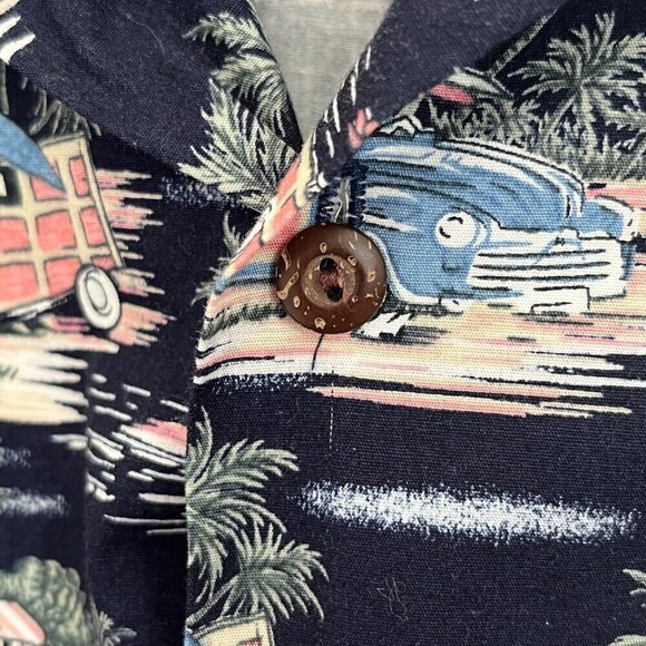 Blue Hawaii Hawaiian Islands Mens Shirt XL Woody Wagon Surf Shop Canoe Tropical - Picture 4 of 6